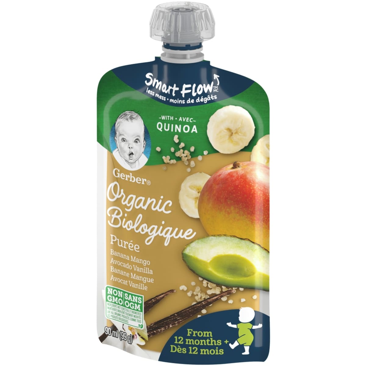 Purée Biologique Banane Mangue Avocat Vanille quinoa