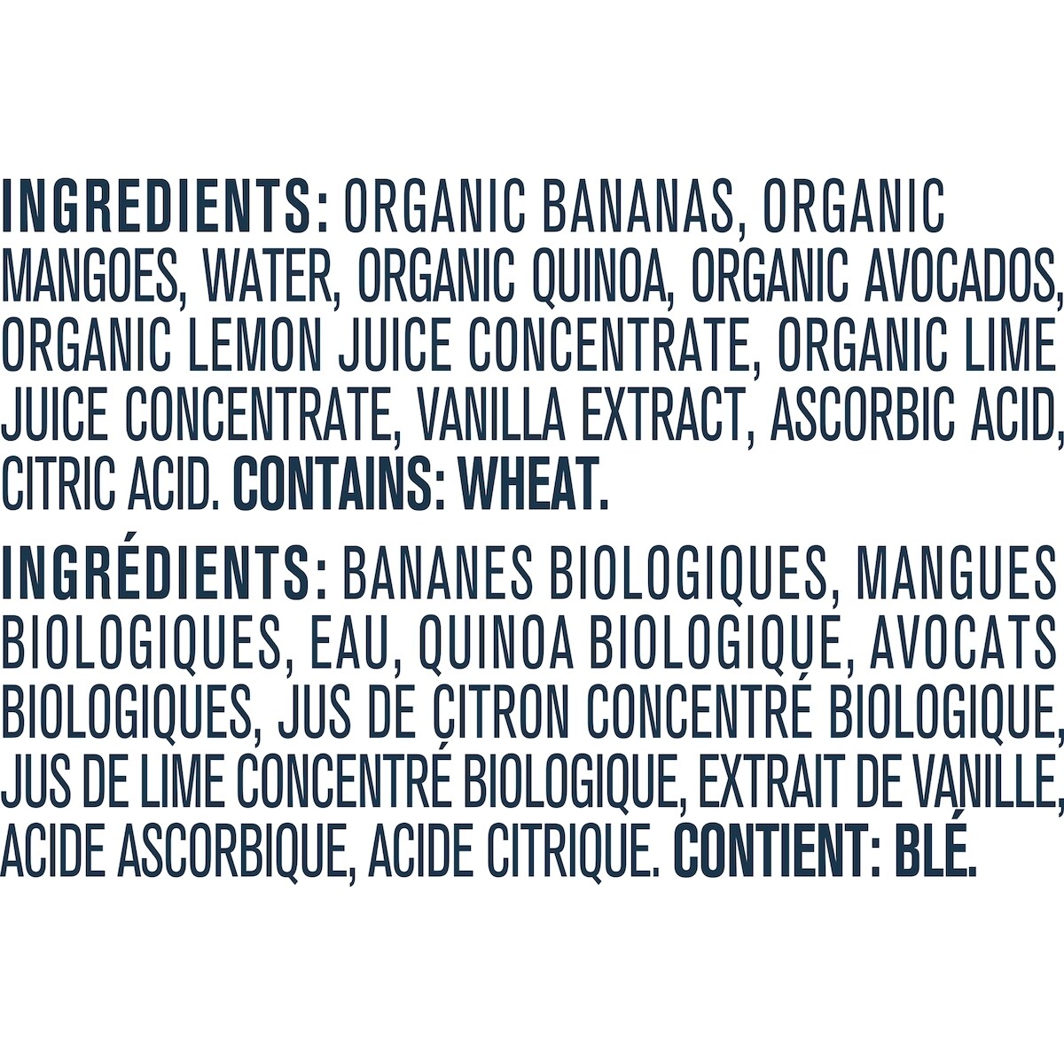 Purée Biologique Banane Mangue Avocat Vanille quinoa