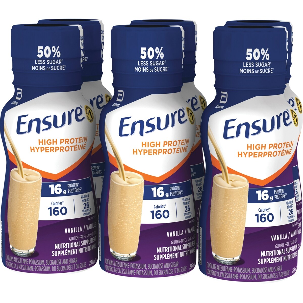 Ensure Hyperprotéiné 16 g de protéines, supplément nutritionnel prêt à boire, vanille, 6 x 235 mL