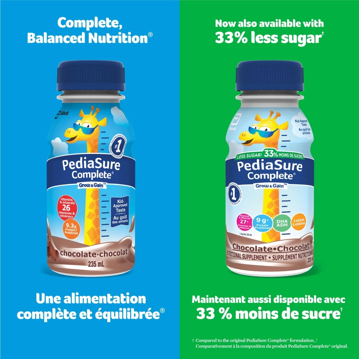 PediaSure Complete Reduced Sugar, 33% Less Sugar, Nutritional Supplement, 4 X 235 ml, Chocolate, 940 ml