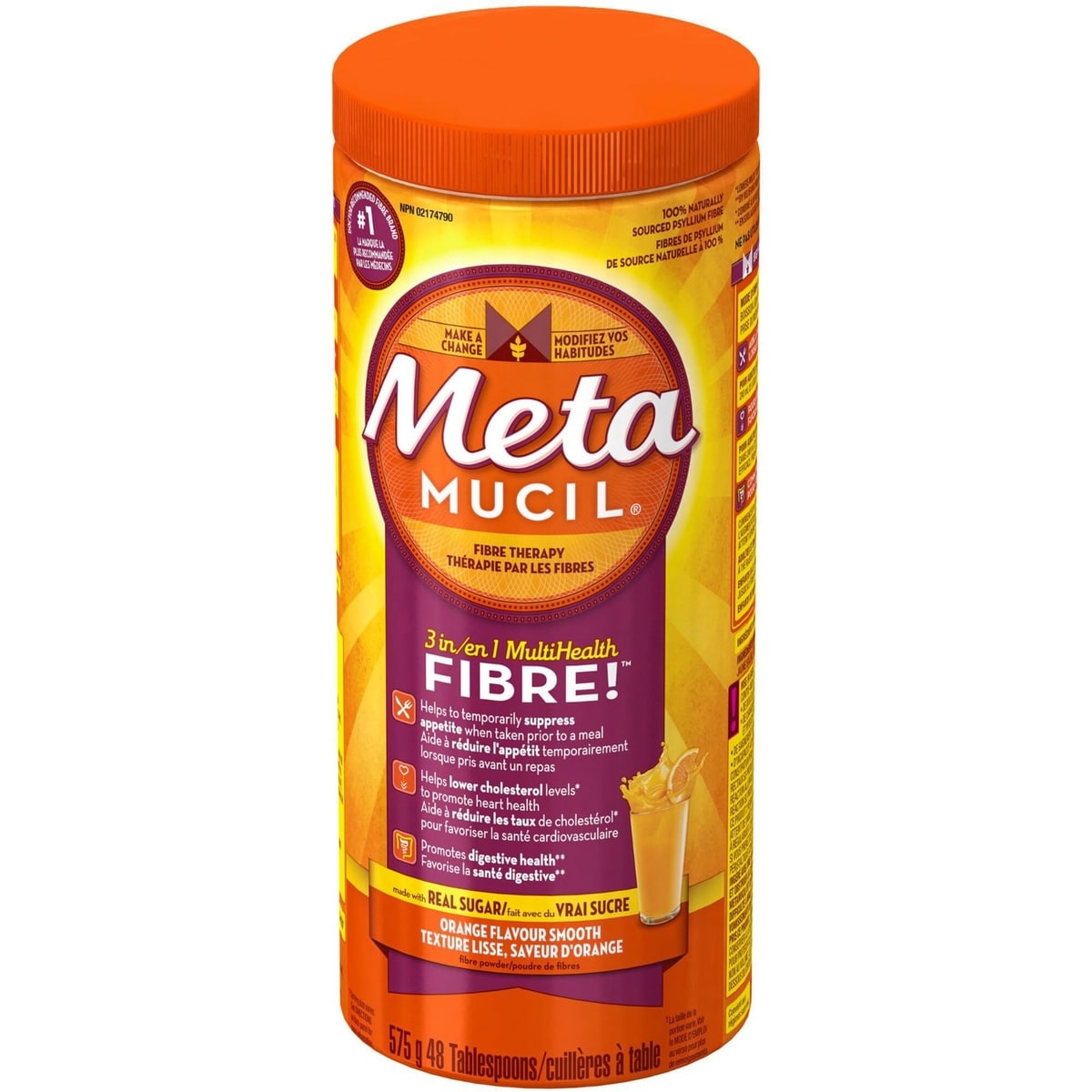Fibres MultiSanté 3 en 1! Supplément de fibres en poudre, Orange