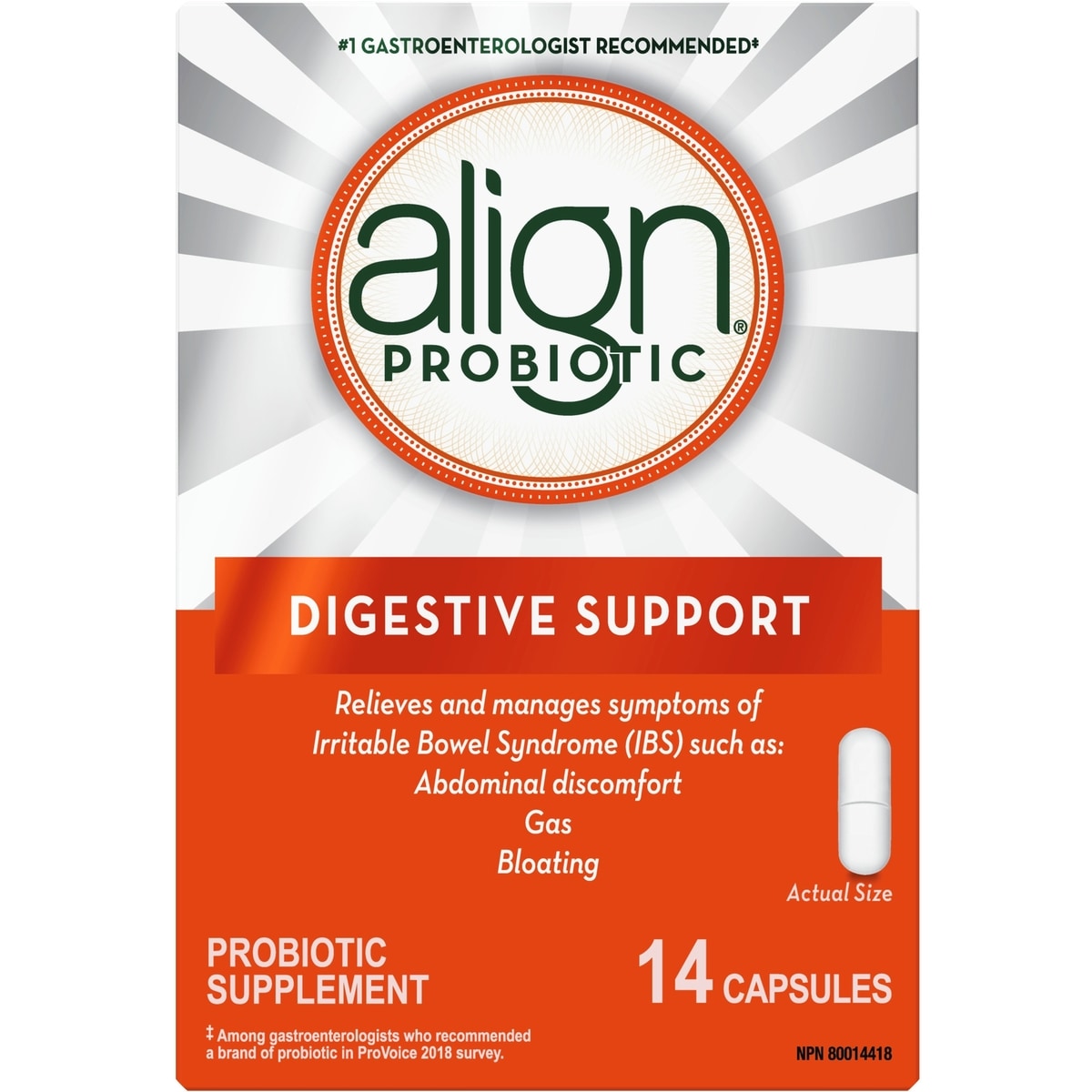 Align Align Probiotics, Daily Probiotic Supplement for Digestive Care, 14 vegetarian capsules 14 Count