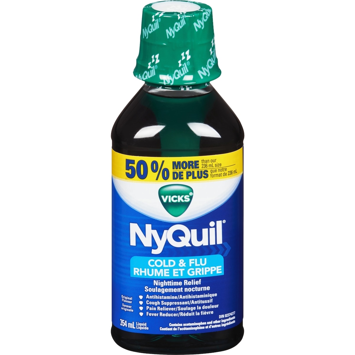 Liquide NyQuil Rhume et grippe Soulagement nocturne, Original