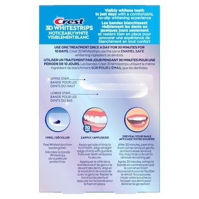 Ensemble de blanchiment des dents à domicile 3D Whitestrips Visiblement blanc, 10 traitements, blanchit visiblement les dents en quelques jours 2
