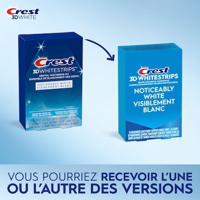 Ensemble de blanchiment des dents à domicile 3D Whitestrips Visiblement blanc, 10 traitements, blanchit visiblement les dents en quelques jours 3