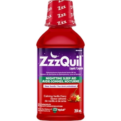 ZzzQuil Nighttime Sleep Aid Liquid, Calming Vanilla Cherry, 354 mL
