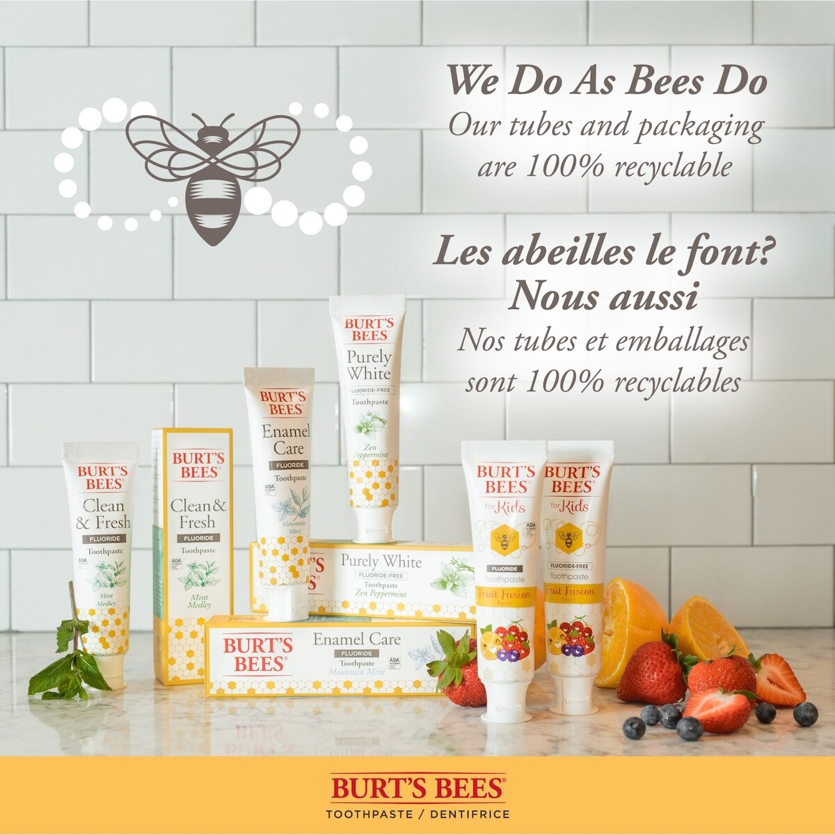 Dentifrice sans fluorure Blancheur pure, saveur Menthe poivrée zen