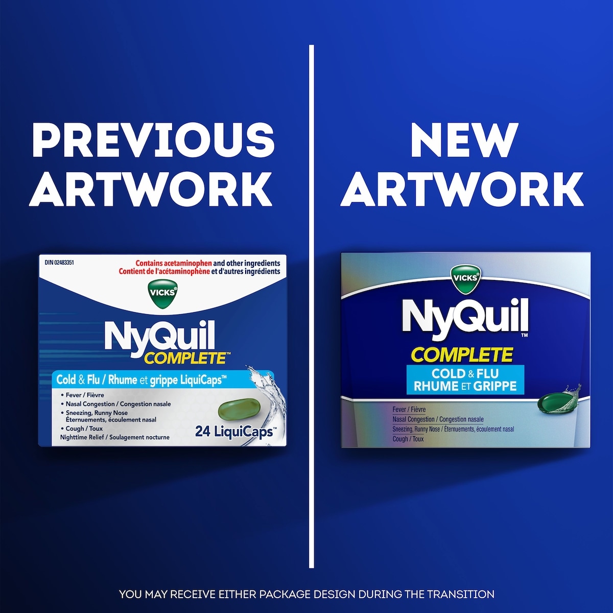 NyQuil Complete Toux, rhume et grippe Soulagement nocturne, 24 capsules LiquiCaps