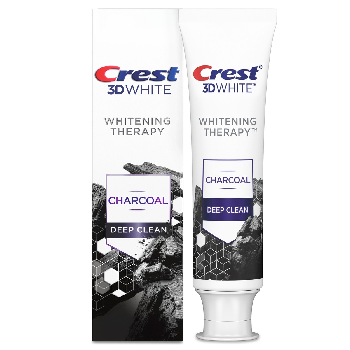 3D White Whitening Therapy Charcoal Deep Clean Fluoride Toothpaste, Invigorating Mint, 110 mL