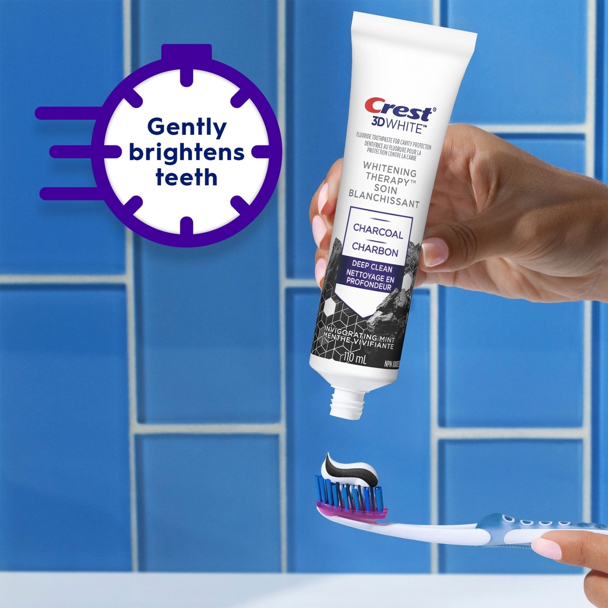 3D White Whitening Therapy Charcoal Deep Clean Fluoride Toothpaste, Invigorating Mint,  110 mL