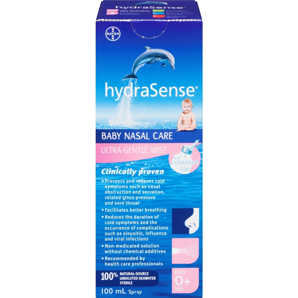 Vaporisateur nasal hydraSense Vapo ultra-délicat, Soins du nez pour bébé, eau de mer de source naturelle à 100 %, sans agents de conservation, 100 mL