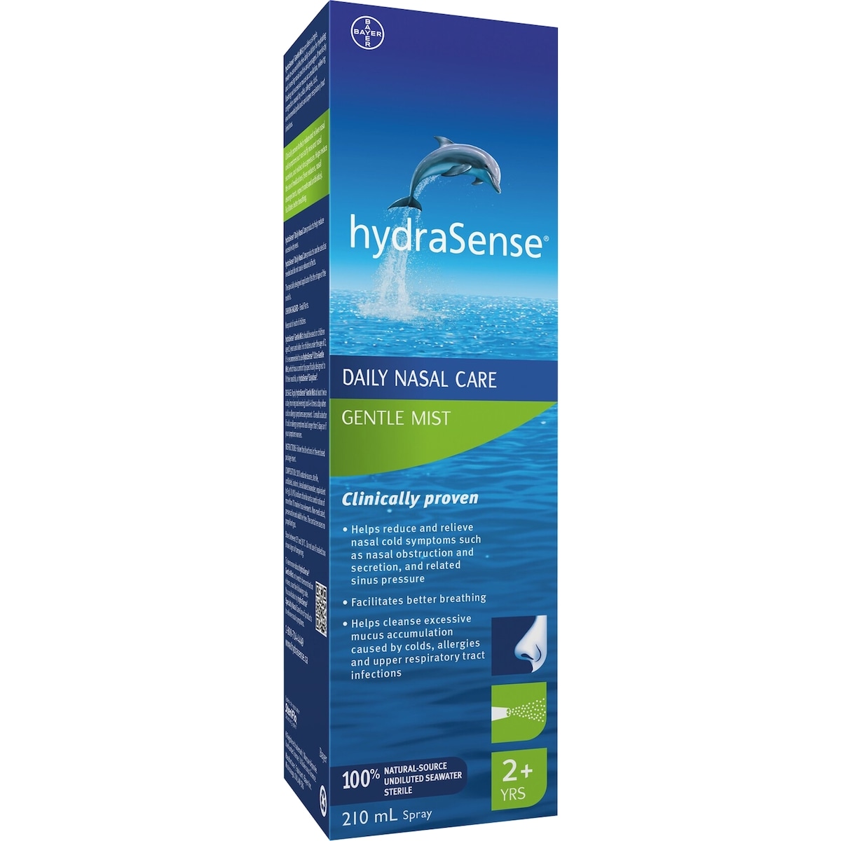 Vaporisateur nasal hydraSense Vapo douceur, Soins quotidiens du nez, soulagement rapide de la congestion nasale, eau de mer de source naturelle à 100 %, sans agent de conservation