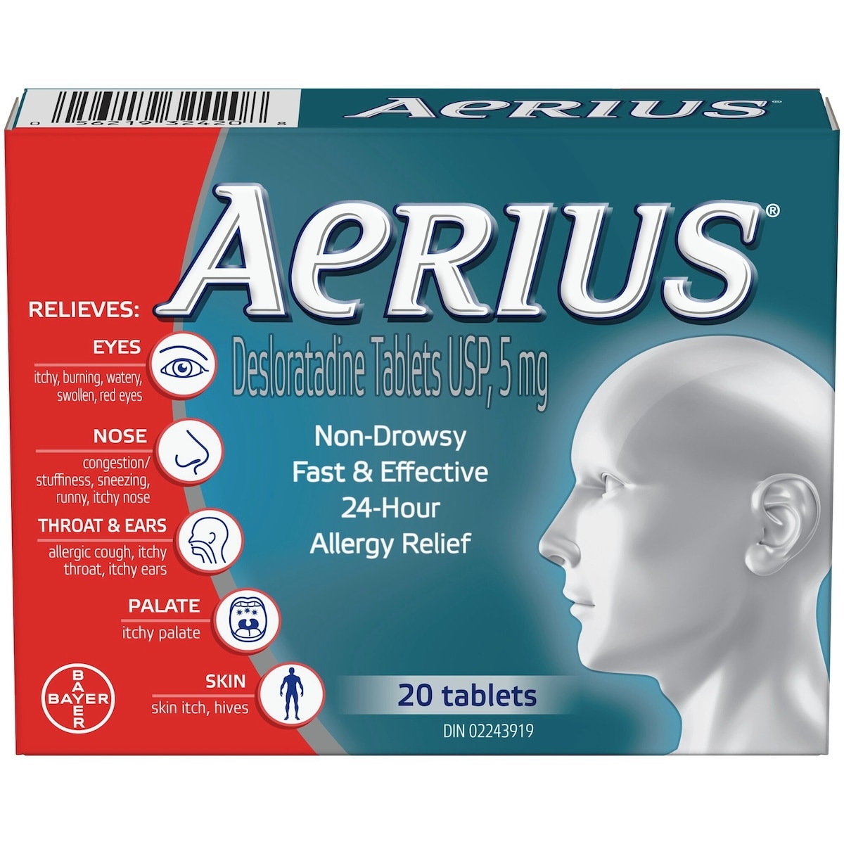 AERIUS Allergies, soulagement rapide et sans somnolence durant 24 heures, 15 symptômes