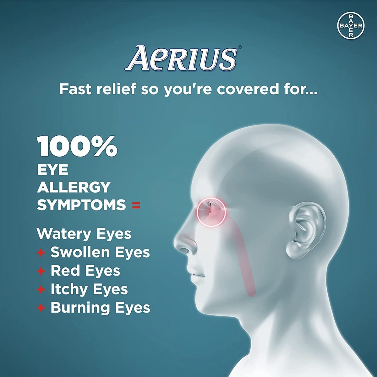 AERIUS Allergies, soulagement rapide et sans somnolence durant 24 heures, 15 symptômes