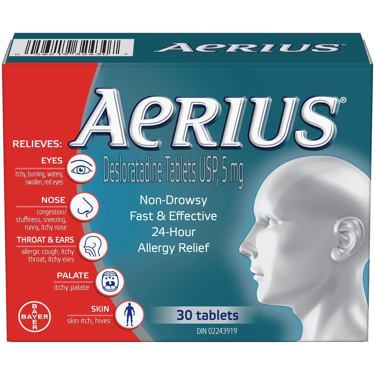 AERIUS Allergies, soulagement rapide et sans somnolence durant 24 heures, 15 symptômes