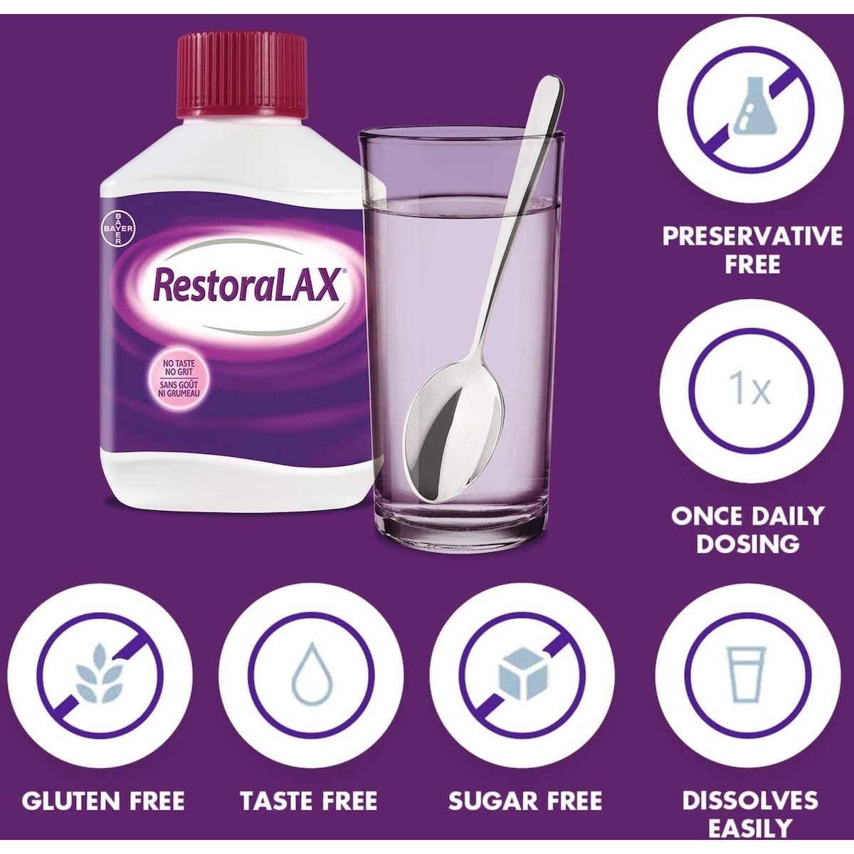 RestoraLAX Powder Laxative, Effective Relief, No Taste, No Grit, No Gas, No Bloating, No Cramps, Convenient 10 Single Dose Sachets