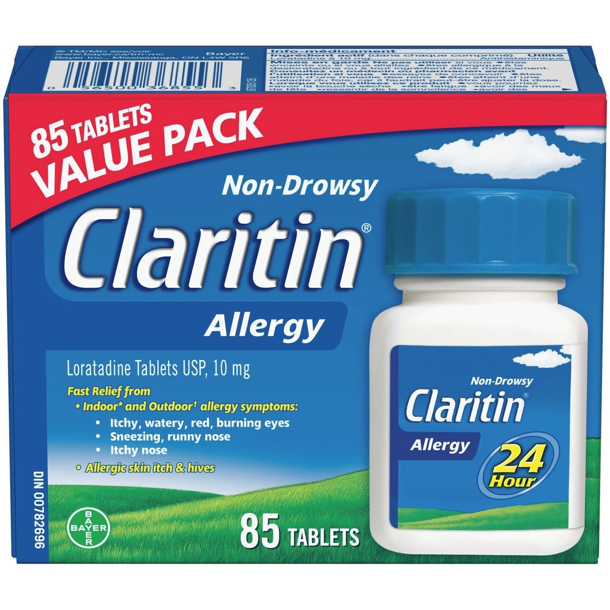 Claritin Allergies, soulagement sans somnolence durant 24 heures, 10 mg, format économique, 85 comprimés