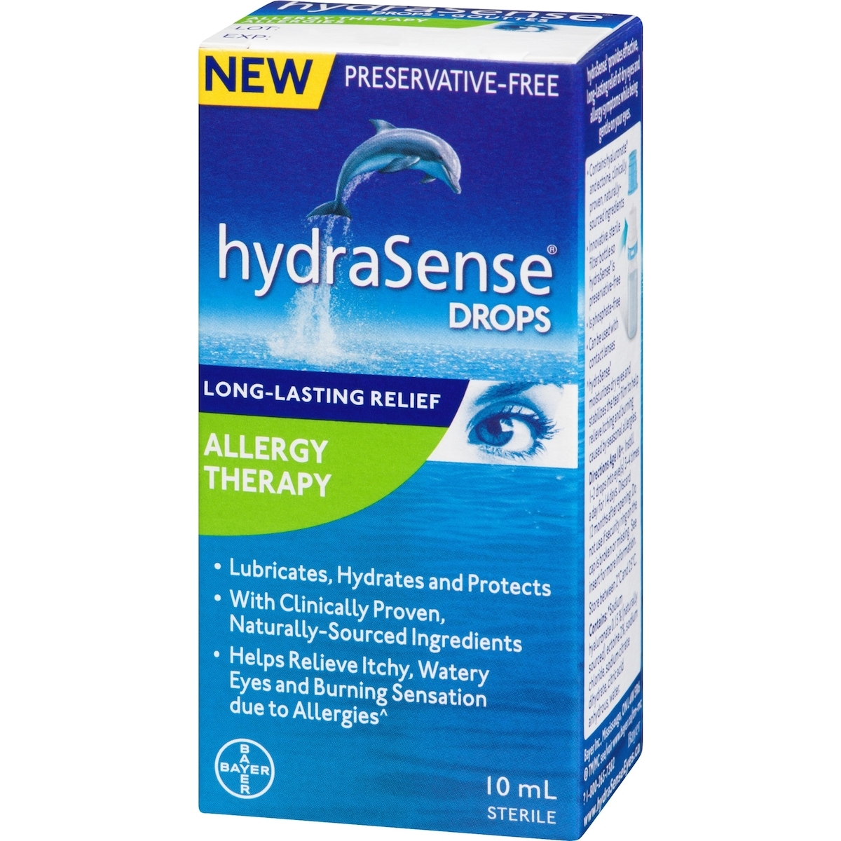 Gouttes oculaires hydraSense, soulagement des allergies, sans agent de conservation, de source naturelle, soulagement de longue durée, 10 mL