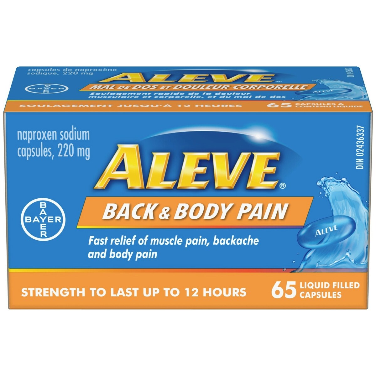 ALEVE Back and Body Pain Relief Liquid Gels, Up to 12 Hour Relief, Naproxen Sodium 220mg