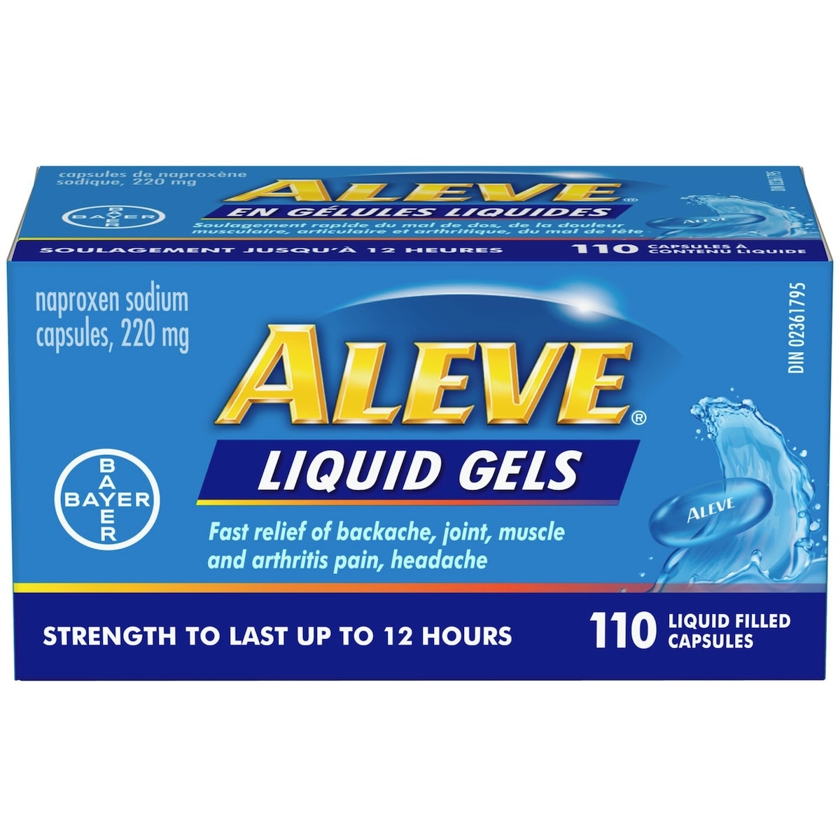 ALEVE Pain Relief Liquid Gels, Strength to Last Up to 12 Hours, Naproxen Sodium 220mg
