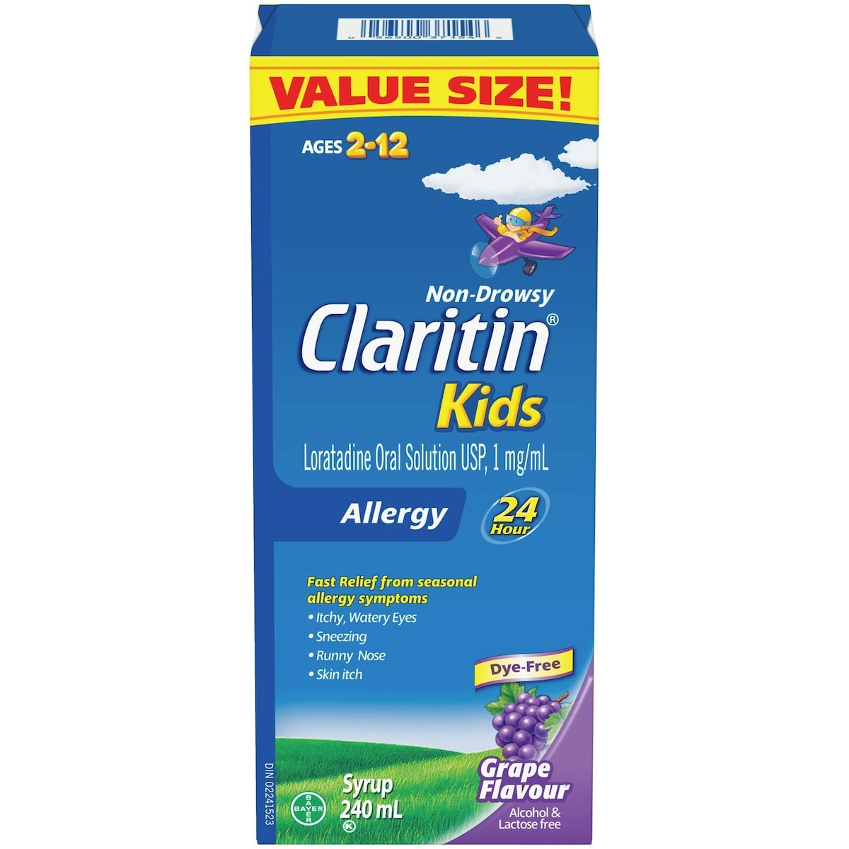 Claritin pour enfants Allergies, soulagement sans somnolence durant 24 heures, saveur de raisin