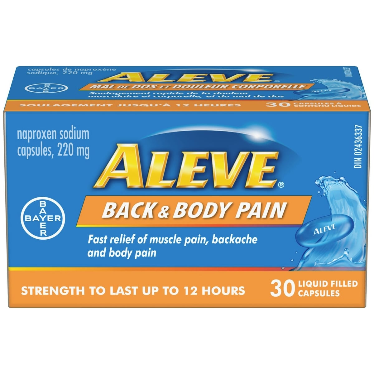 ALEVE Back and Body Pain Relief Liquid Gels, Up to 12 Hour Relief, Naproxen Sodium 220mg