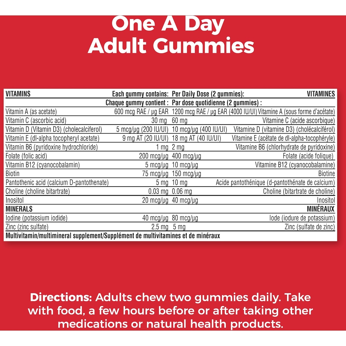 Gummies multivitamines One A Day pour adultes