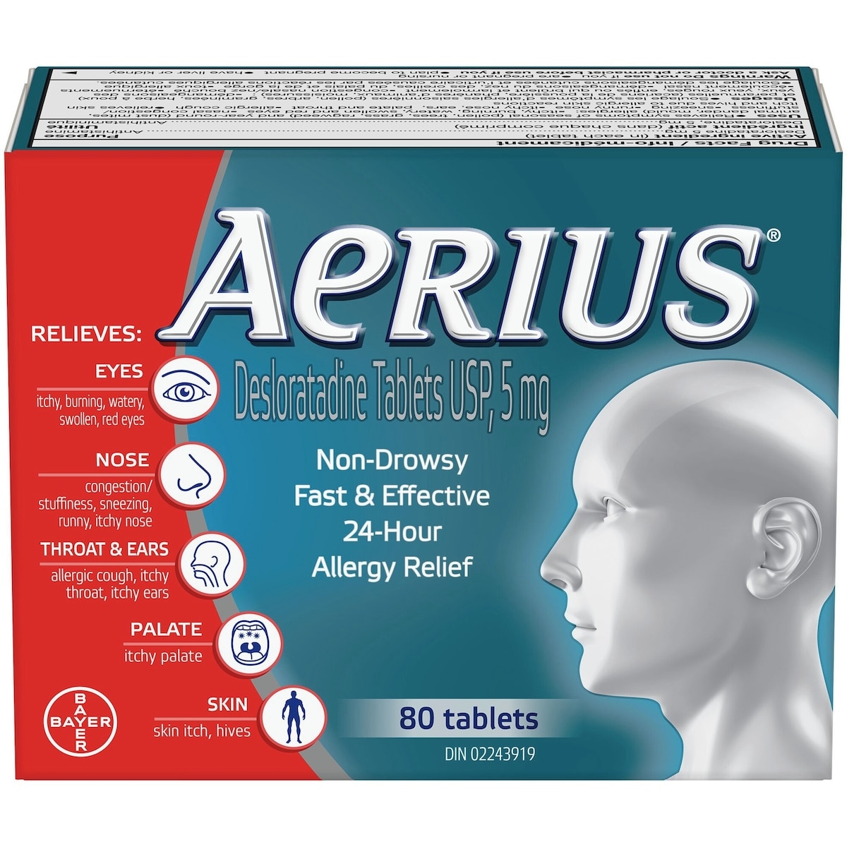 AERIUS Allergies, soulagement rapide et sans somnolence durant 24 heures, 15 symptômes