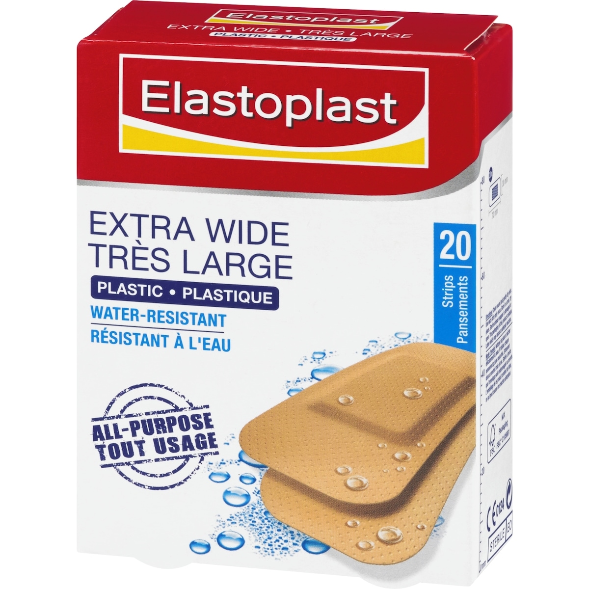 ELASTOPLAST Pansements très larges en plastique, Boîte de 20