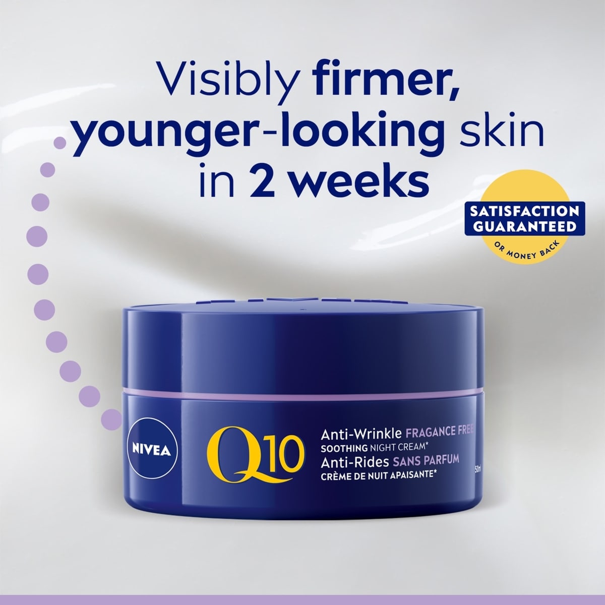 NIVEA Q10 Anti-Wrinkle Fragrance Free Soothing Night Cream, 50 mL