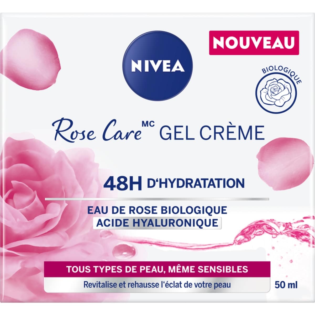 NIVEA Rose Care Gel Cream, 50mL