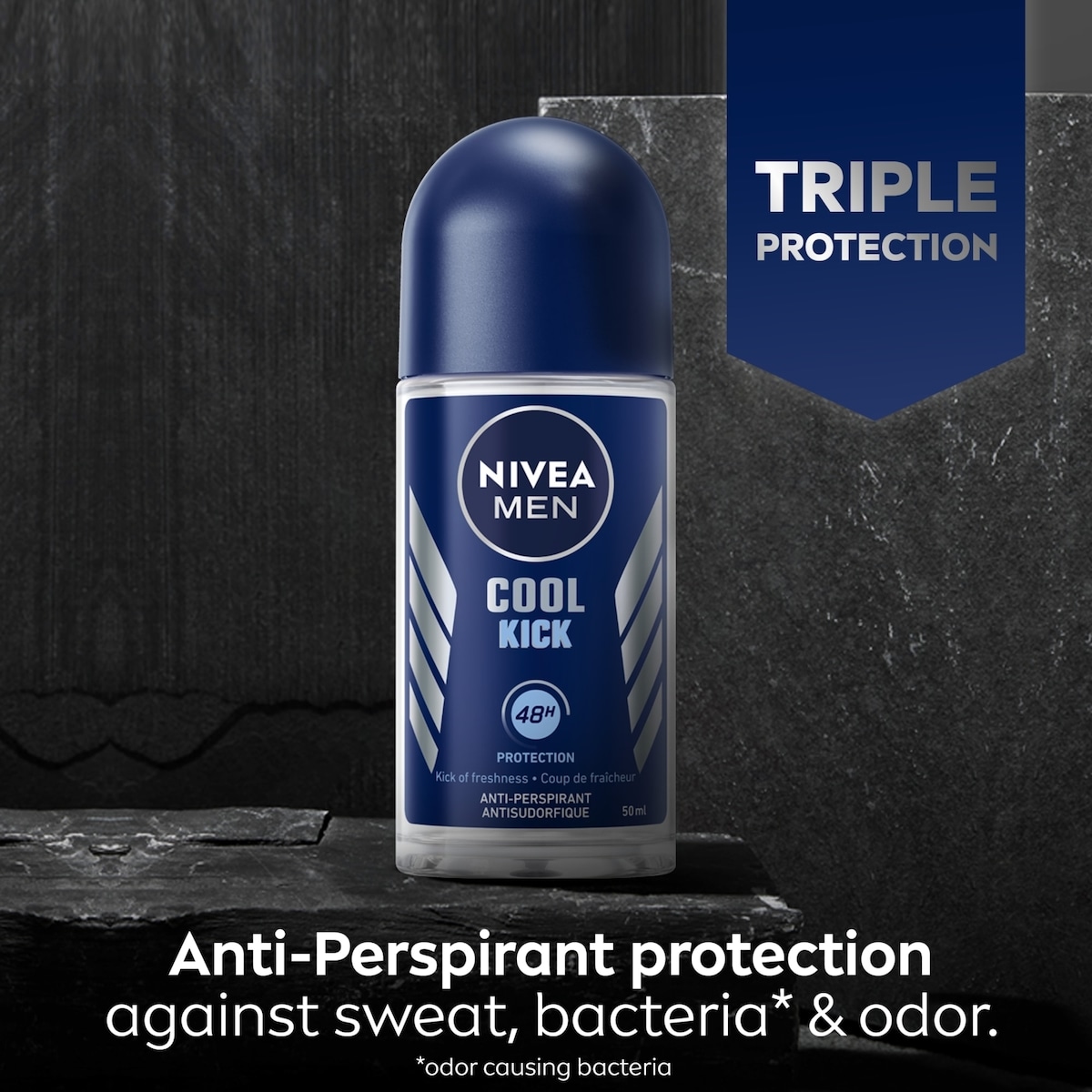 NIVEA Men Cool Kick Roll-On Anti-Perspirant, 50 mL
