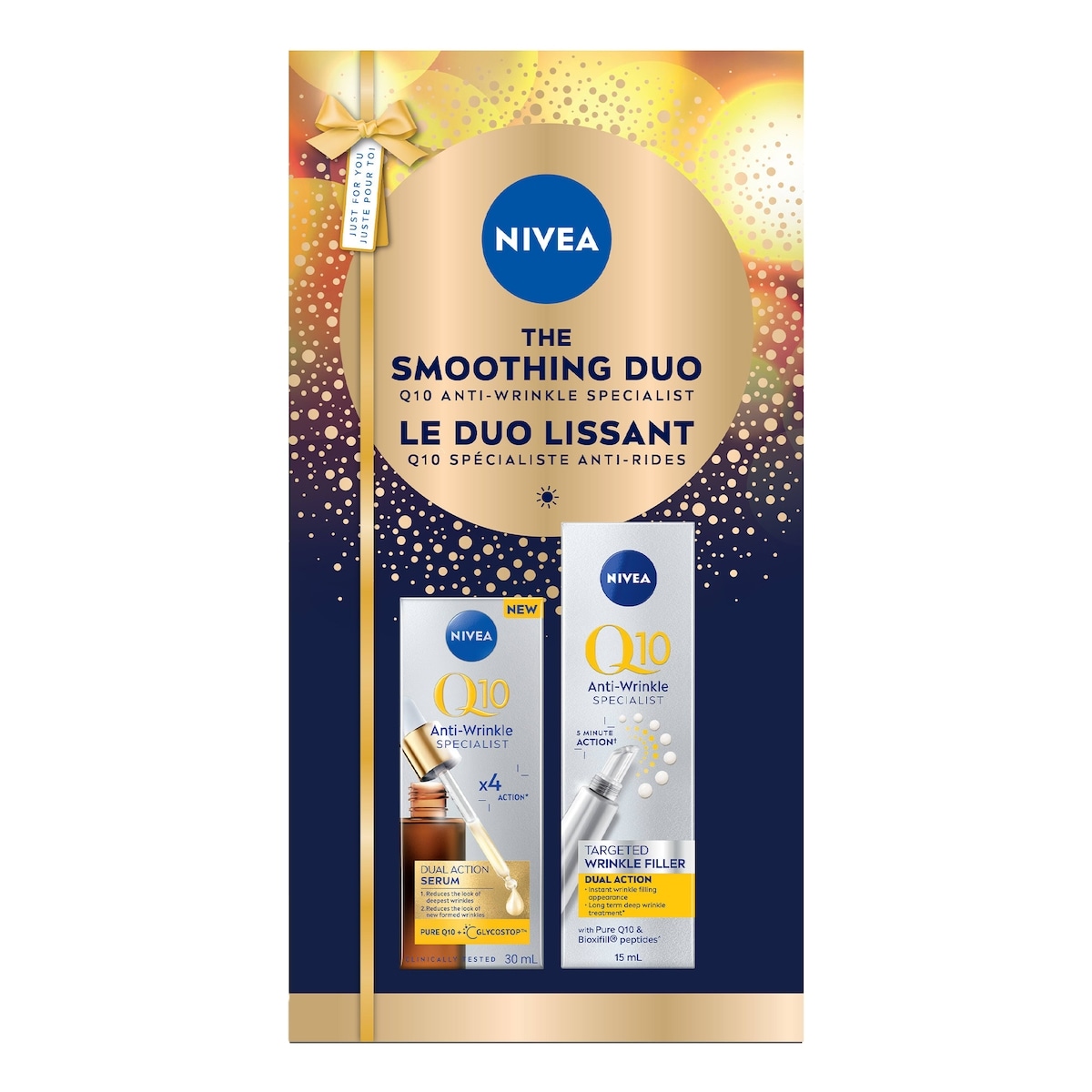 NIVEA Smoothing Duo Q10 Anti-Wrinkle Specialist Holiday Gift Set, Serum and Wrinkle Filler