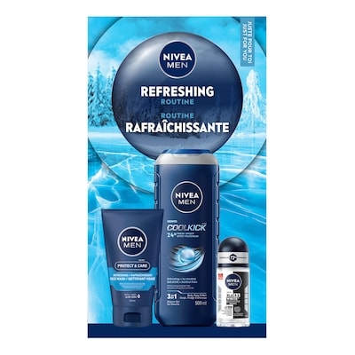 MEN Refreshing Routine, Holiday Gift Set, Shower Gel, Face Wash and Antiperspirant