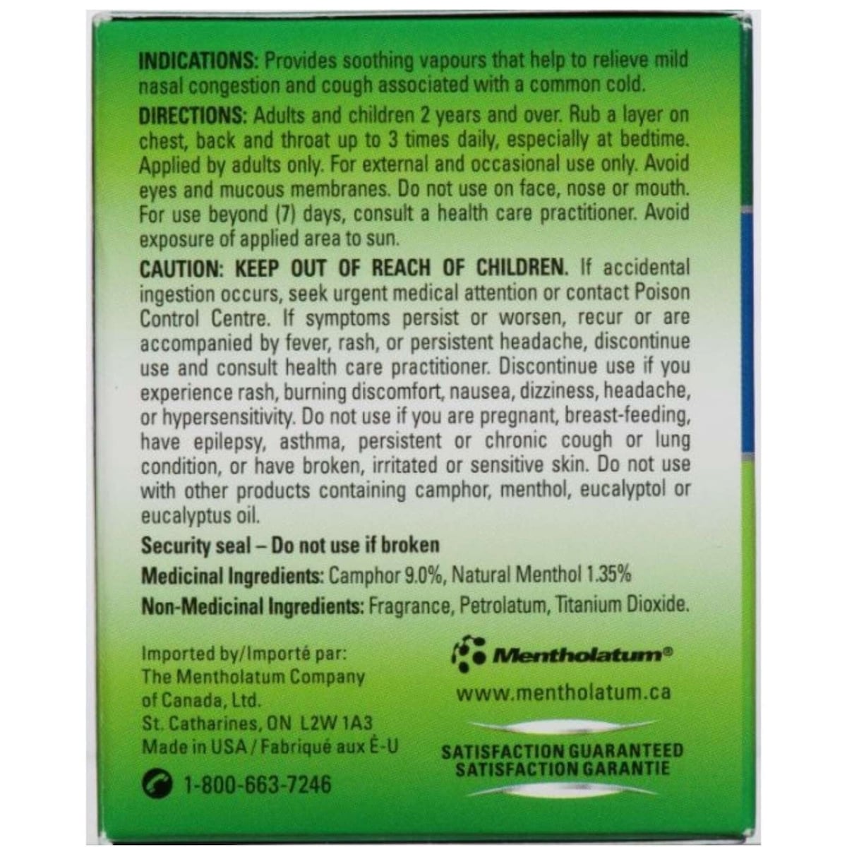 Onguent à friction au menthol naturel, friction à vaporiser, antitussif et décongestionnant nasal