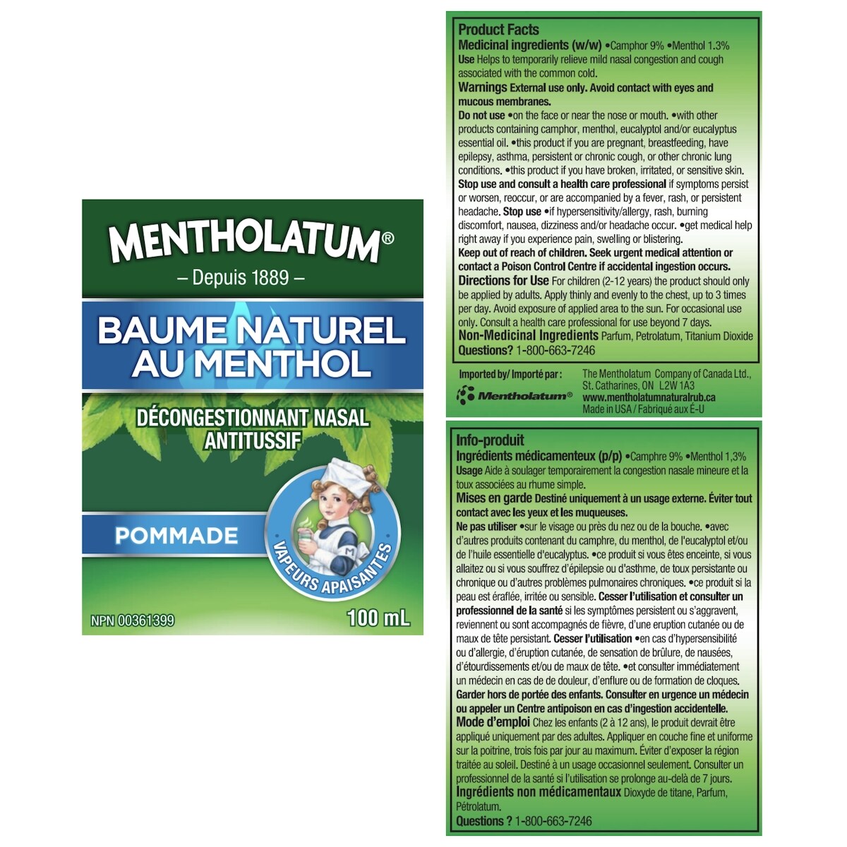 Natural Menthol Rub Ointment, Vapourizing Rub, Cough Suppressant & Nasal Decongestant