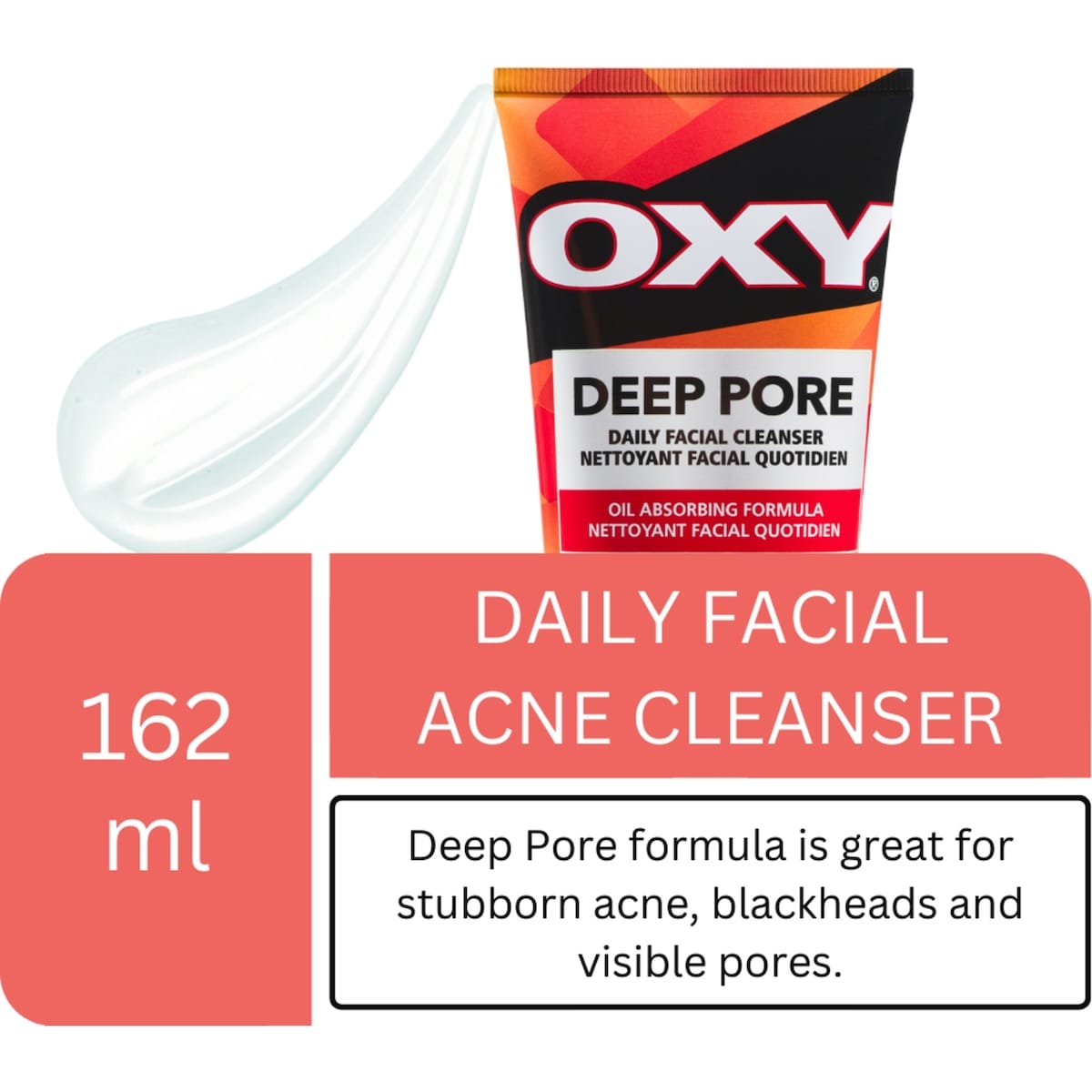 Nettoyant quotidien contre l'acné pour le visage en profondeur avec acide salicylique, pour l'acné tenace, pour les points noirs et les pores visibles