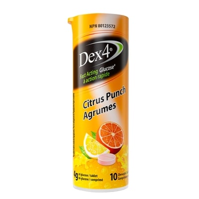 Glucose Tablets – Travel Tube – Citrus Punch Flavour – 10 Tablets per Tube – Fast-Acting, Pre-Measured Glucose Tabs – Fat-Free, Gluten-Free, Travel-Friendly