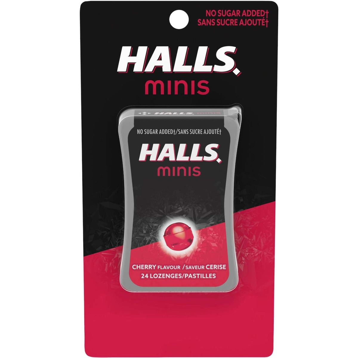 Halls Minis No Sugar Added Cherry Flavour Cough Drops 24 Count