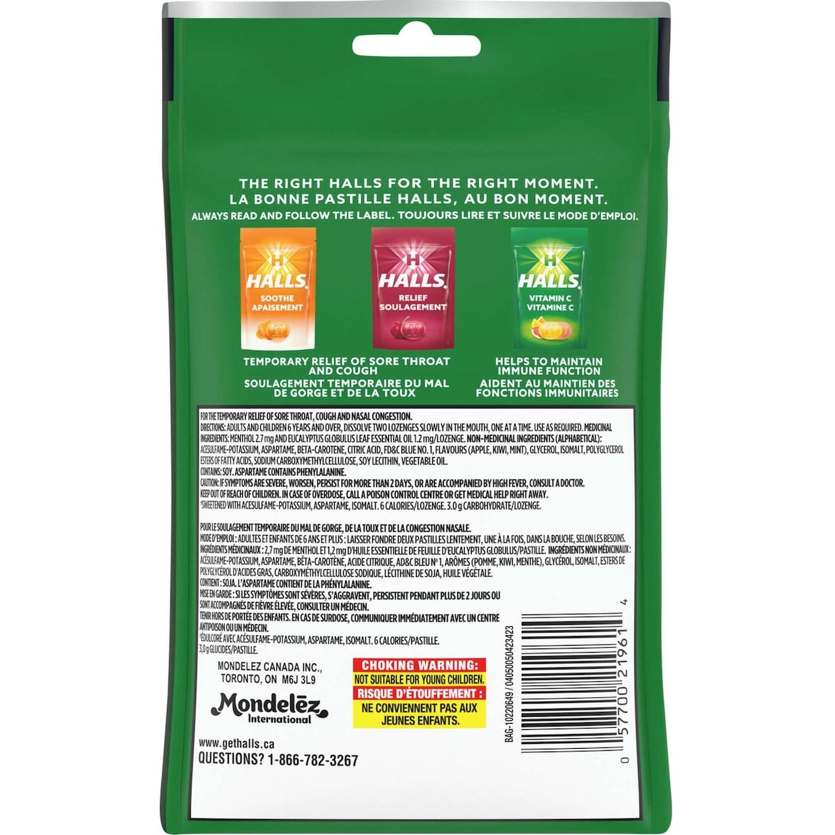 HALLS Soulagement avec Mentho-Lyptus Saveur Kiwi-pomme, 25 pastilles