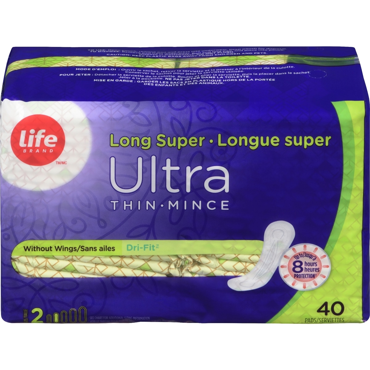 Life Ultra minces longues Sans ailes 40