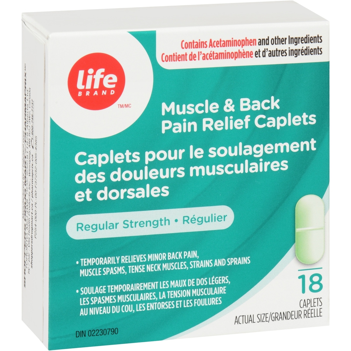 Caplets pour le soulagement des douleurs musculaires et dorsales