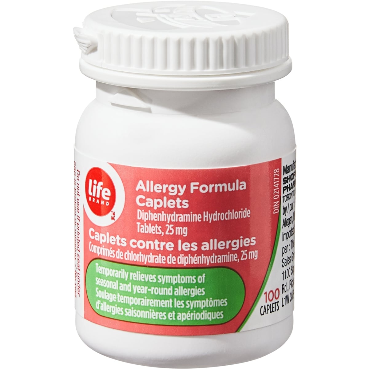 Caplets contre les allergies Comprimés de chlorhydrate de diphénhydramine