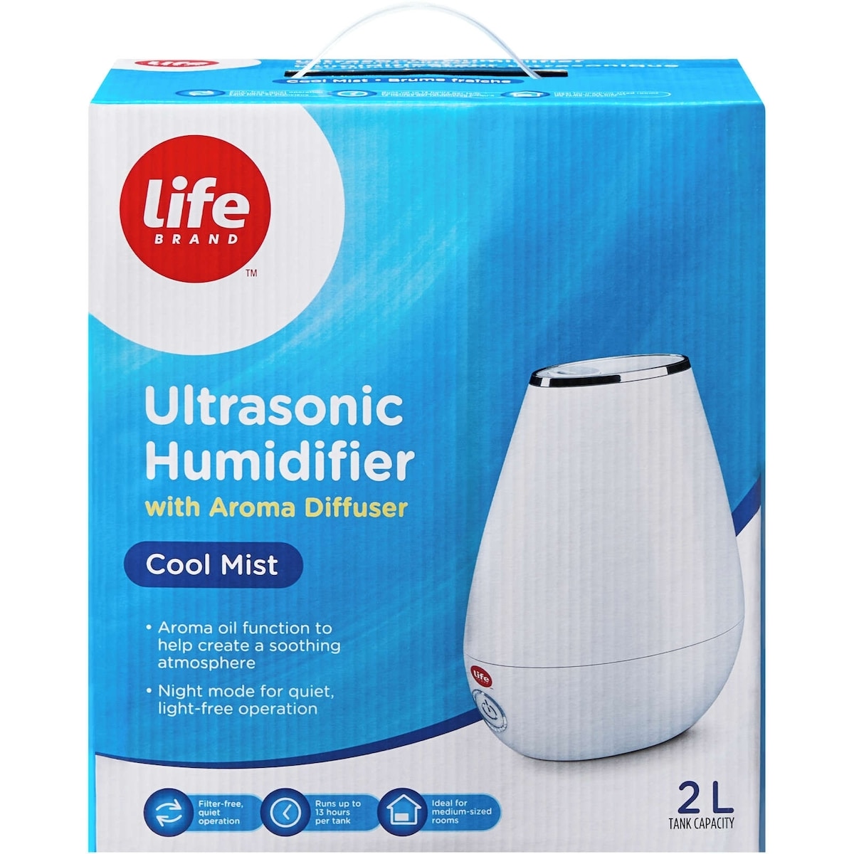 Humidicateur ultrasonique avec diffuseur d'arôme brume fraîche 2L
