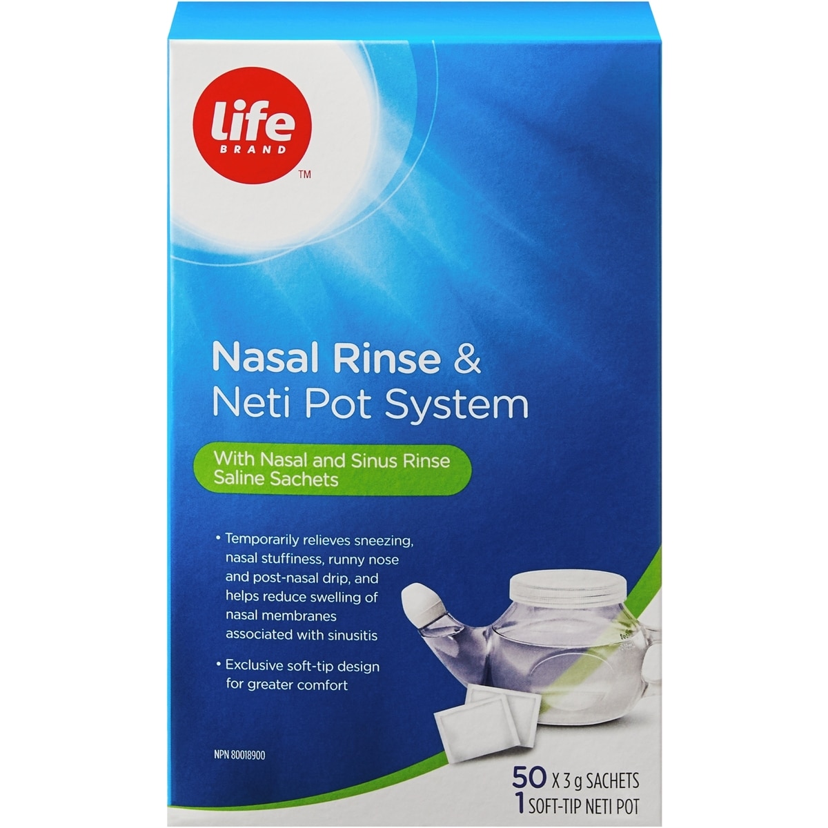 Systeme de rincage nasal avec pot Neti