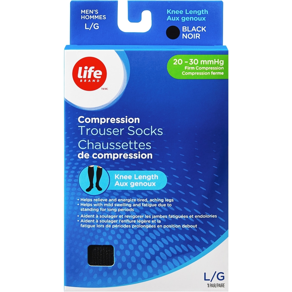 Bas diaphane de compression aux genoux -20