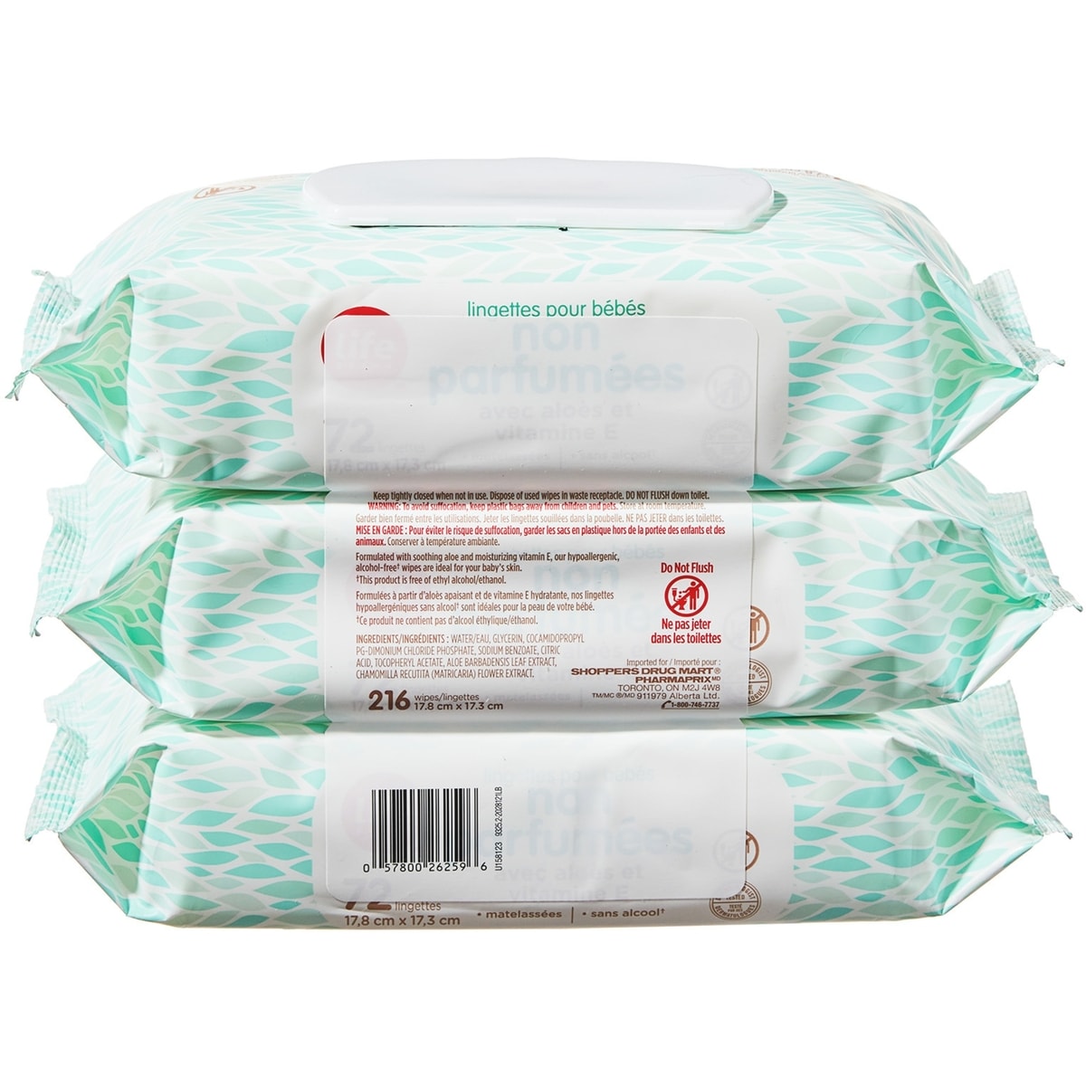 Lingettes pour bébé non parfumées