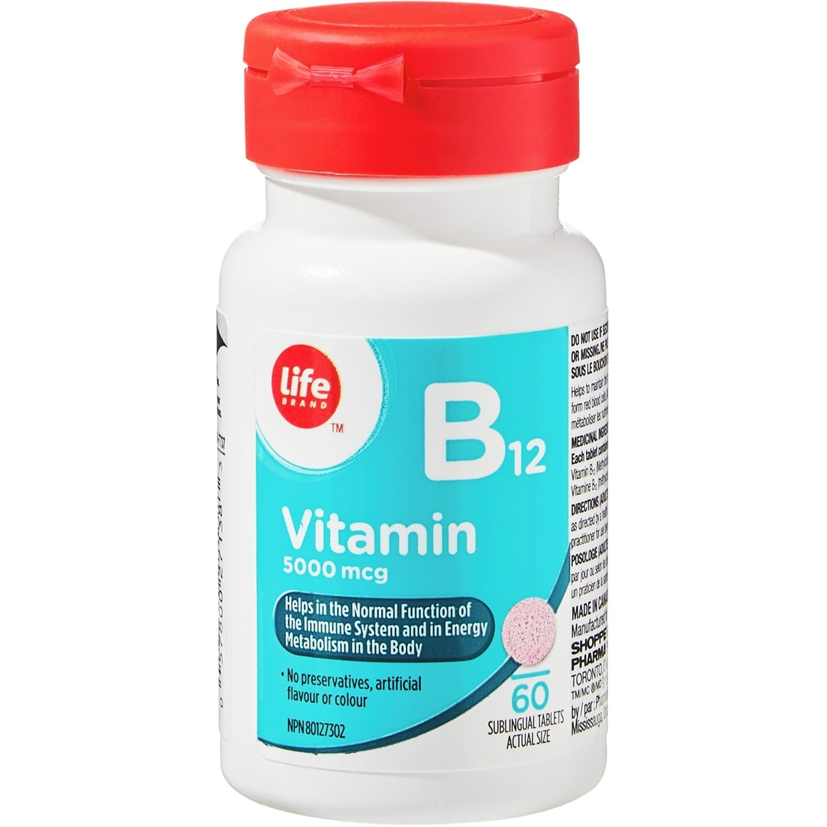 injectable b12 shoppers drug mart Life Brand Vitamin 5000 mcg Sublingual Tablets Veterinary Super Plus Superplus Bacteriostatic Water Reconstitution Solution Needles and syringes sold Size:1000 mcg/ml - 10 ml x 2