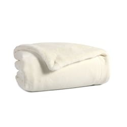 Plaid en fausse fourrure unie, blanc 1