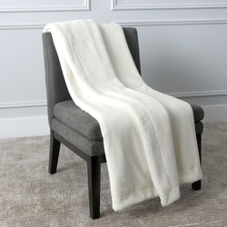 Plaid en fausse fourrure unie, blanc 2
